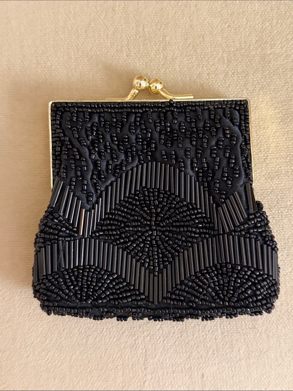 Beaded Black Evening Coin Purse